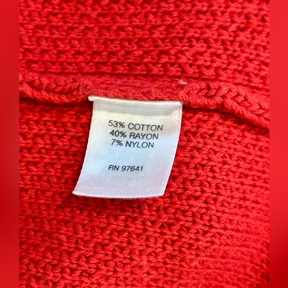 Sz S J Jill full zip front knit sweater red pockets long sleeve - Picture 8 of 8